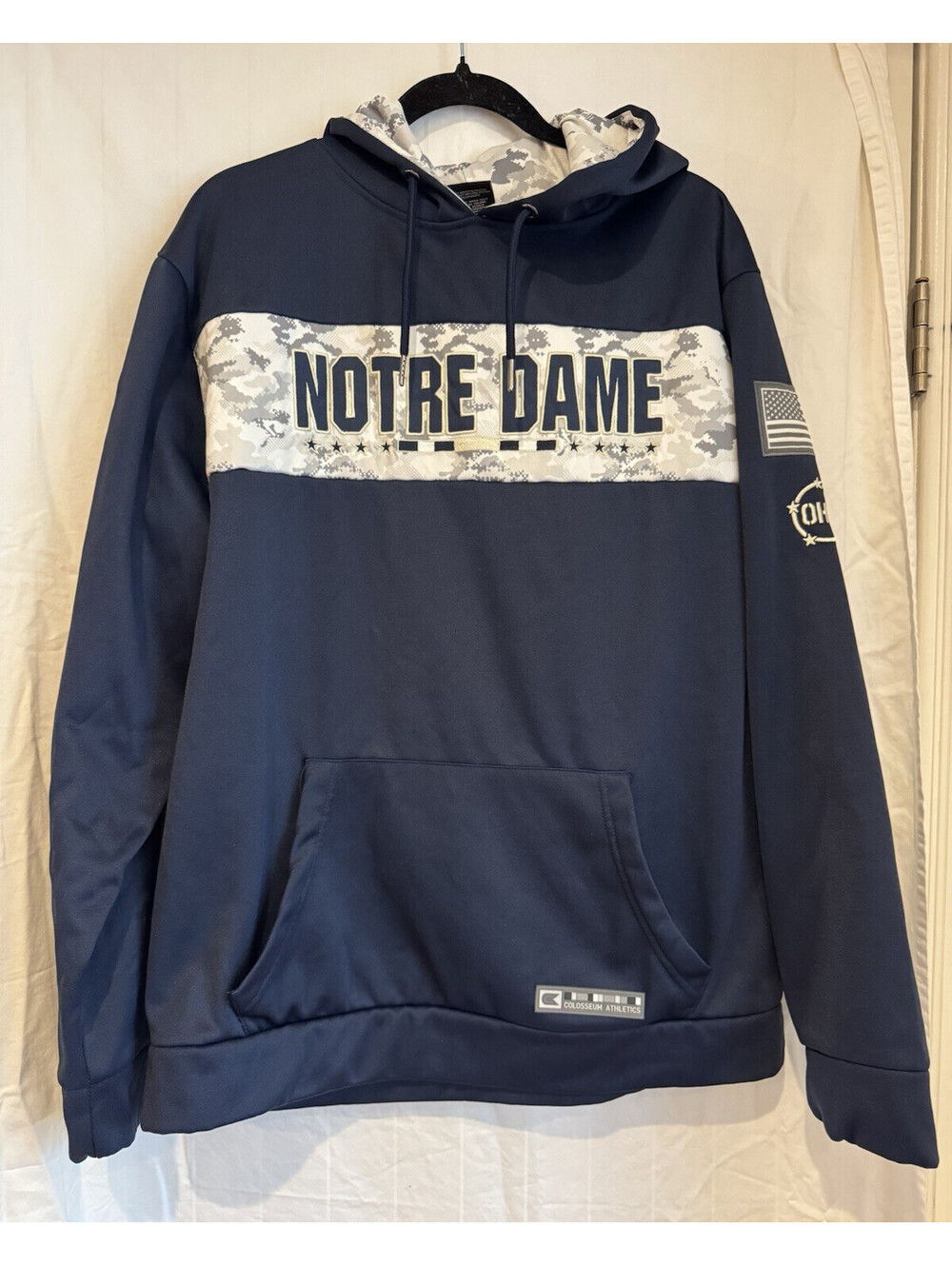 Colosseum Athletics Notre Dame Men's Navy OHT Camo Pullover Hoodie Pockets XL